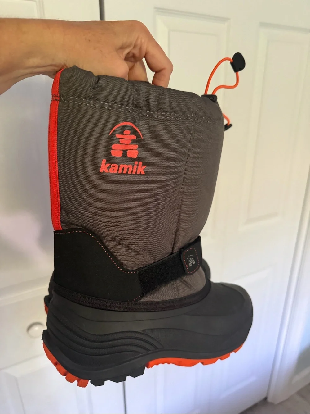 Kamik Kids Brown and Orange Snow Boots with Easy Strap